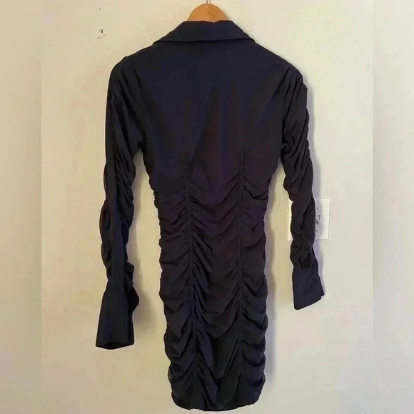 Zara Ruched Navy Dress - Picture 8 of 9